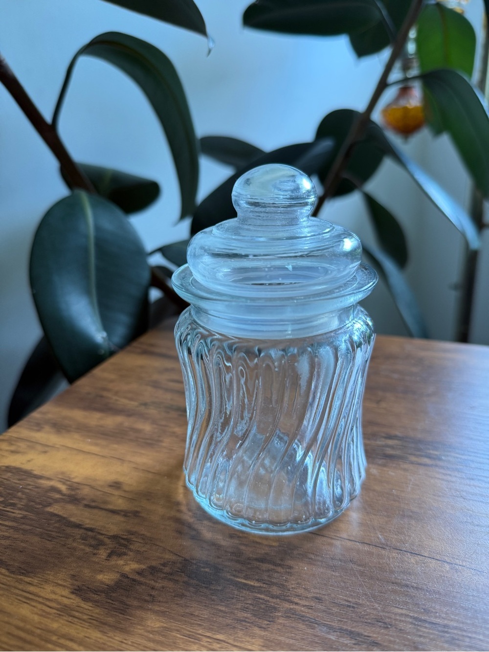 Clear Glass Swirl Apothecary Jar with Lid
